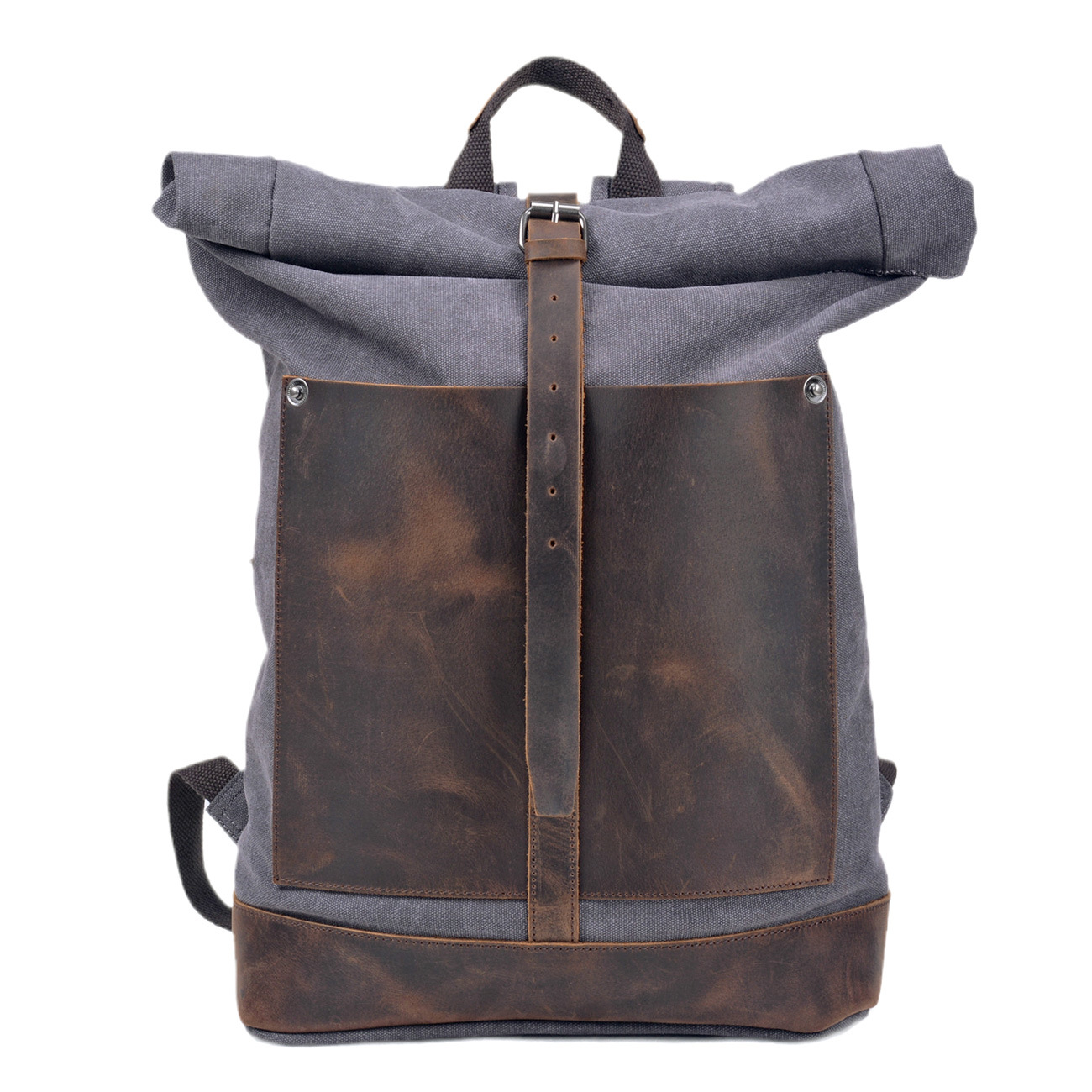 Leather Work Rucksack Mens - Erkekler için Balmumu Kaplı Kanvas Rulo